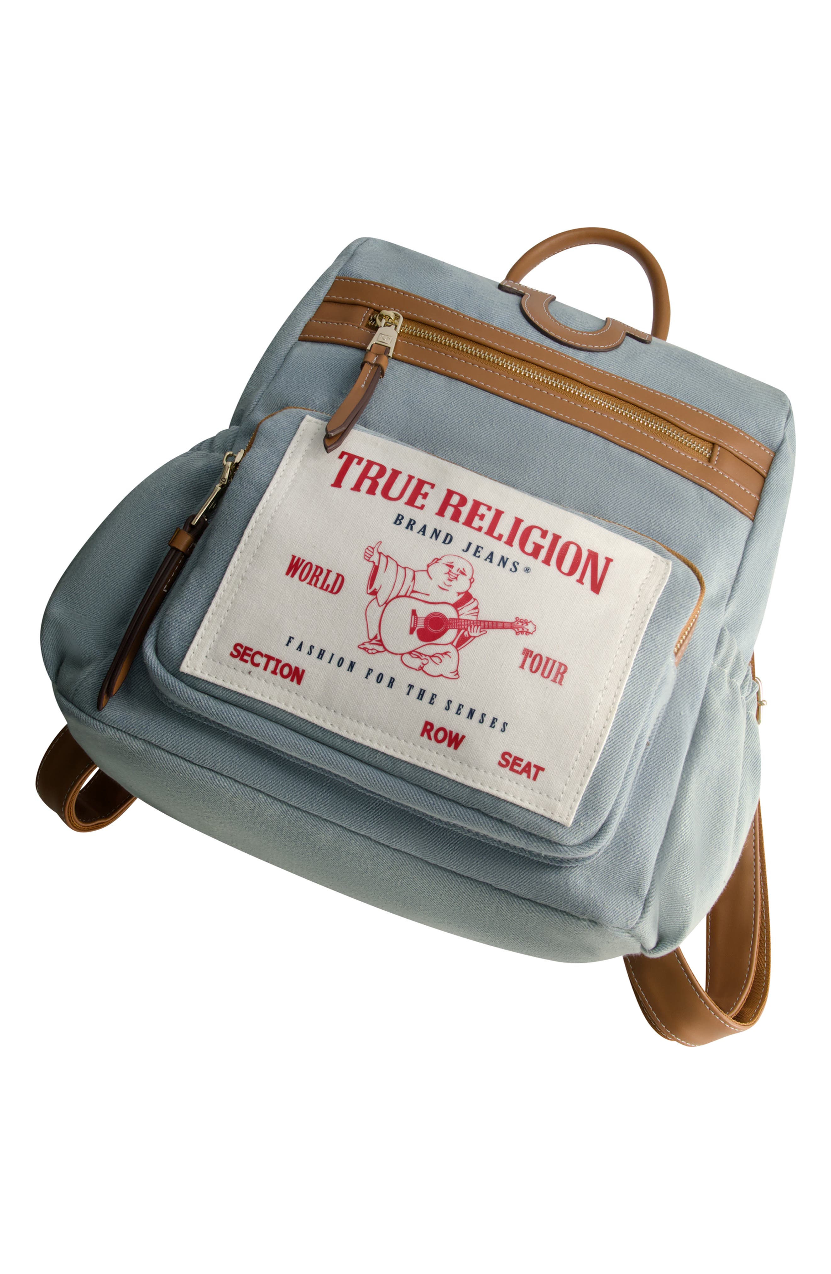 True Religion Buddha Pocket Denim Backpack, Alternate, color, Denim