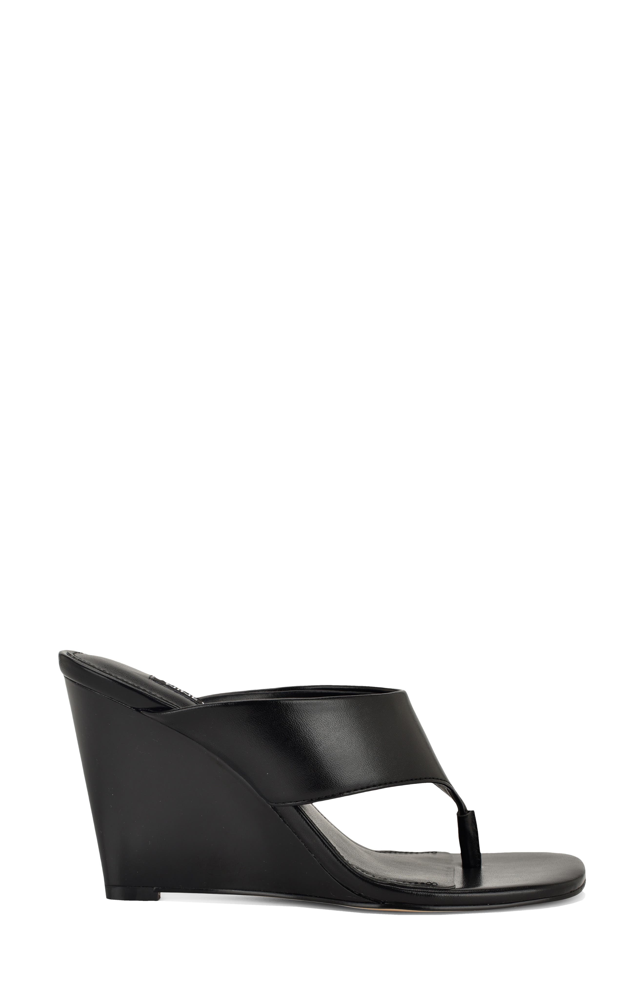 Nine West Presa Wedge Flip Flop, Alternate, color, Black/ Black
