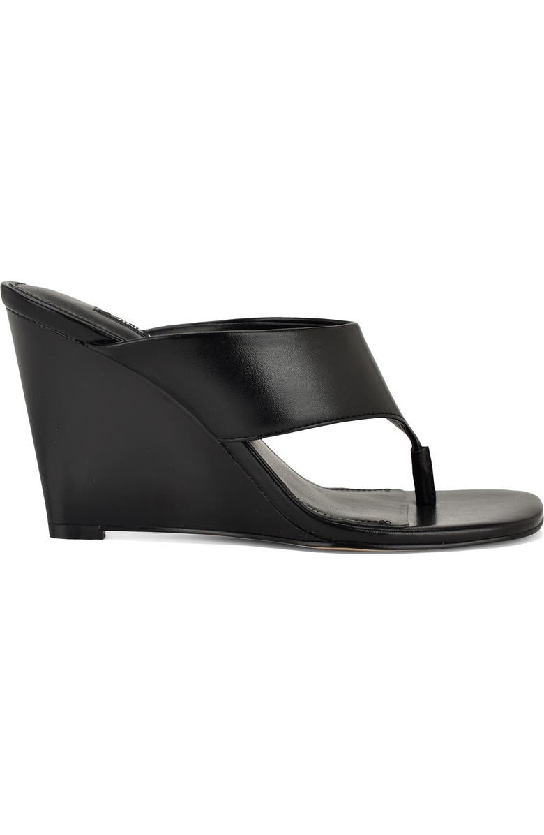 Nine West Presa Wedge Flip Flop, Alternate, color, Black/ Black
