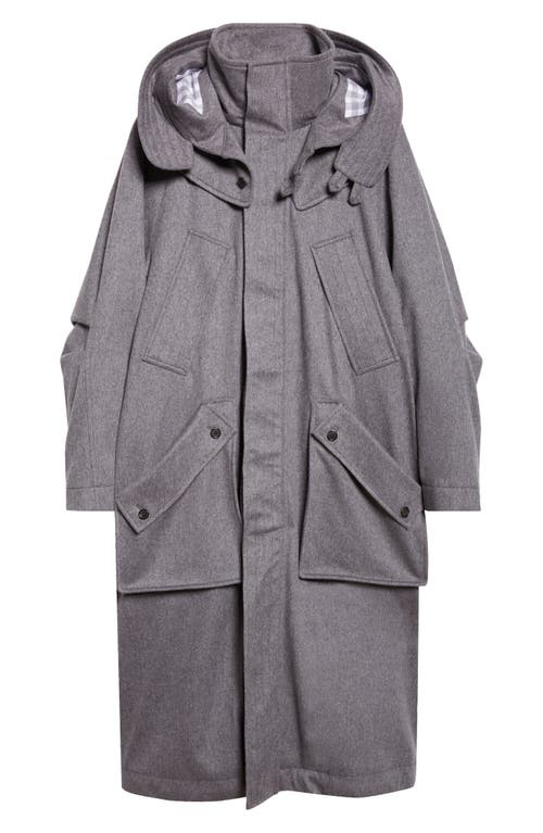Thom Browne Waterproof Cashmere Parka With Removable Hood In Gray