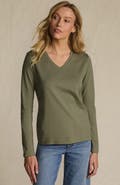 Lands' End Supima Cotton Long Sleeve V-Neck T-Shirt