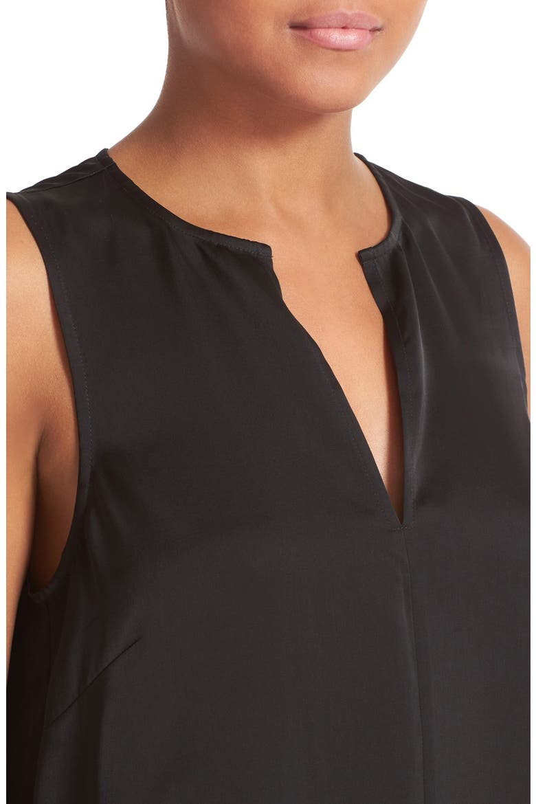 Satin Ruffle Hem Dress, Alternate, color, BLACK