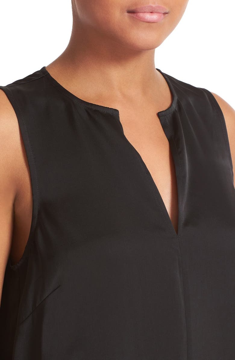 ATM Anthony Thomas Melillo Satin Ruffle Hem Dress, Alternate, color, Black