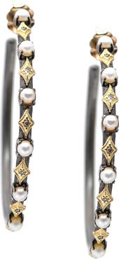 Armenta Old World Freshwater Pearl Hoop Earrings