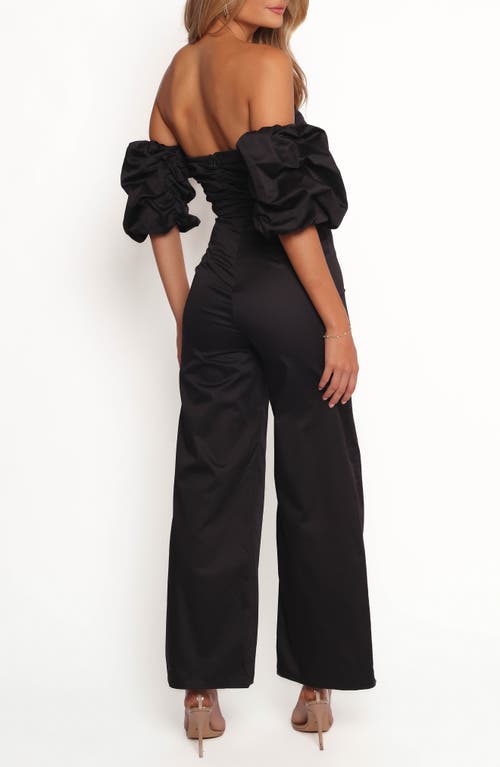 Petal And Pup Petal & Pup Myla Off The Shoulder Ruched Cotton Jumpsuit In Black