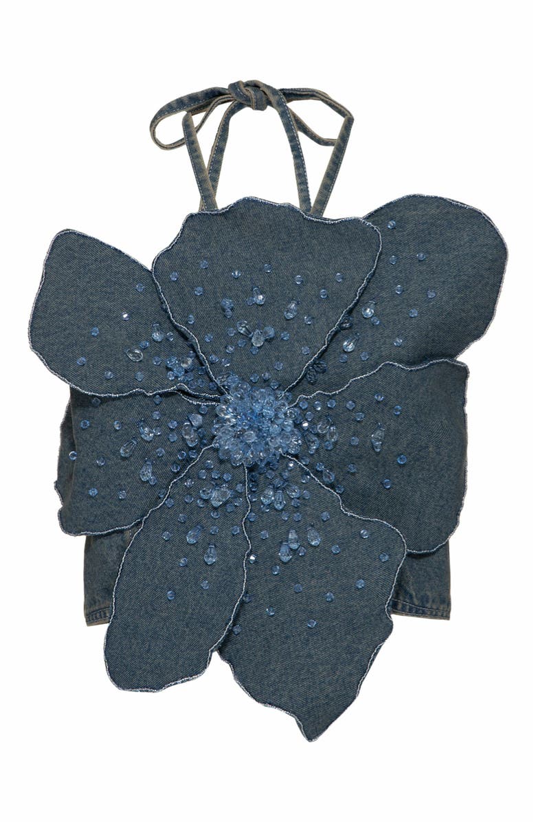 PatBO Nostalgic Sky Denim Flower Top, Alternate, color,