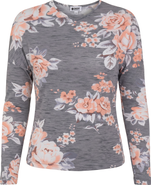 Dot Floral V Neck Pinch Front Dolman Top