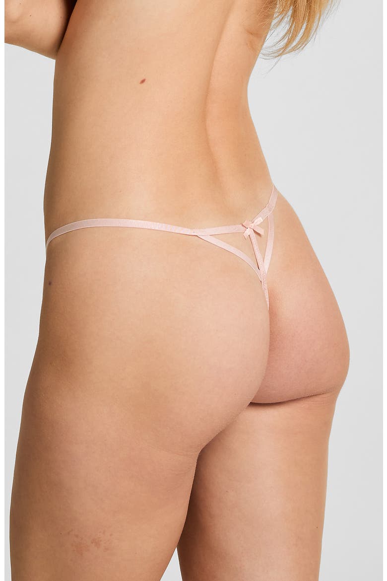 Hollie Embroidered Mesh G-String Thong, Alternate, color, ROSE SMOKE