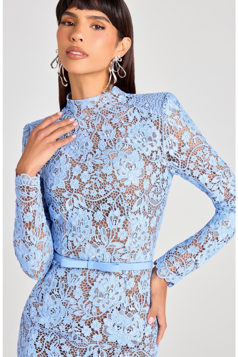 Juliette Long Sleeve Lace Cocktail Dress, Alternate, color, BLUE
