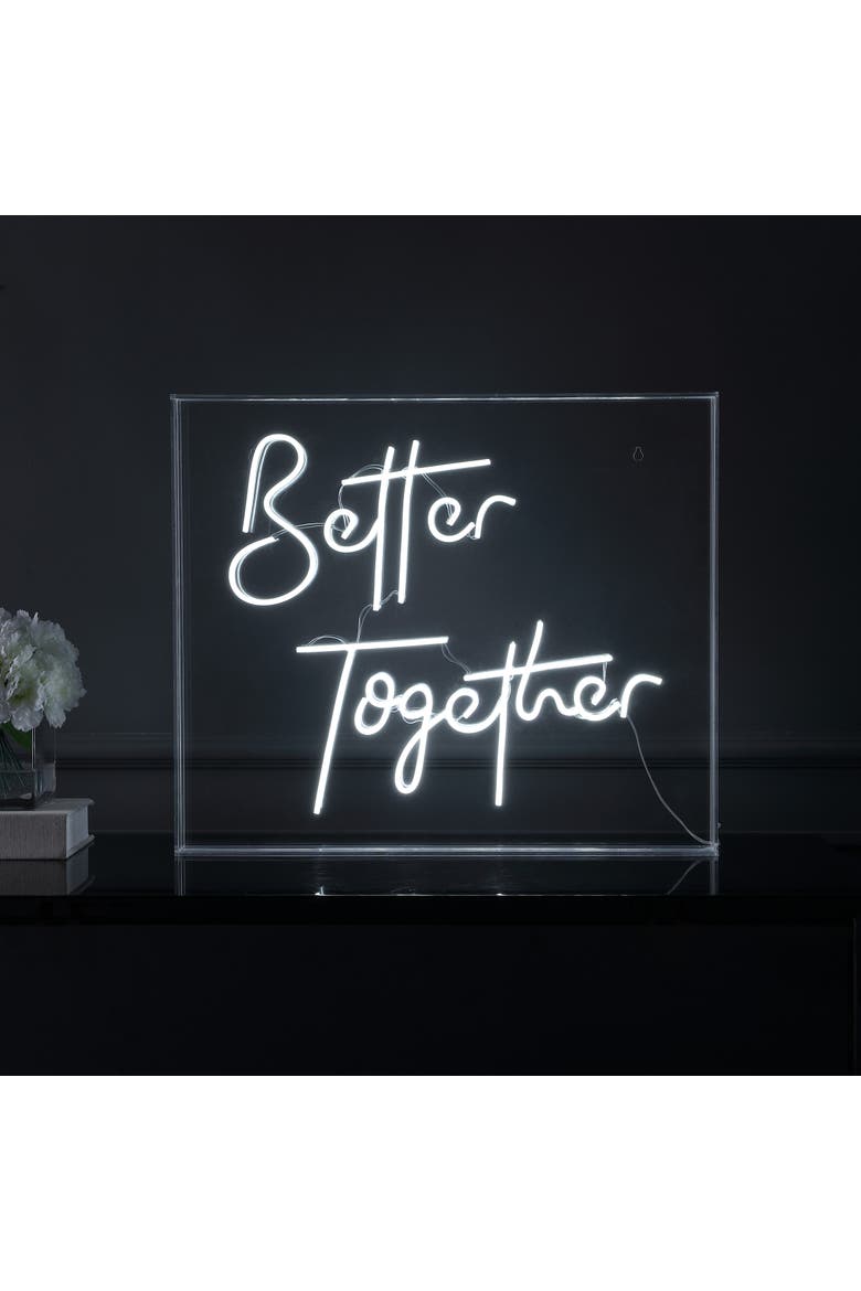 Better Together 23.63" X 20" Contemporary Glam Acrylic Box USB Operated LED Neon Light, White, Alternate, color, White