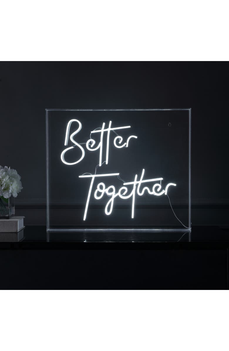 JONATHAN Y Better Together 23.63" X 20" Contemporary Glam Acrylic Box USB Operated LED Neon Light, White, Alternate, color, White