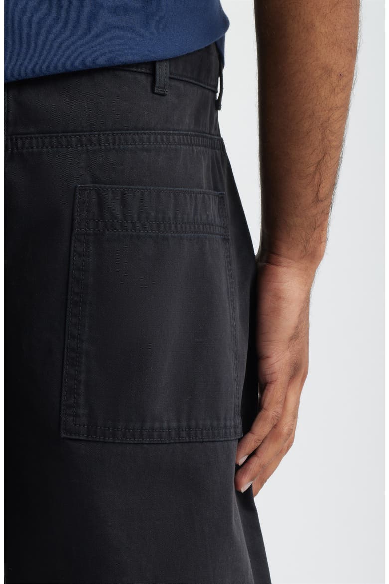Barrel Leg Cotton Twill Pants, Alternate, color, BLACK