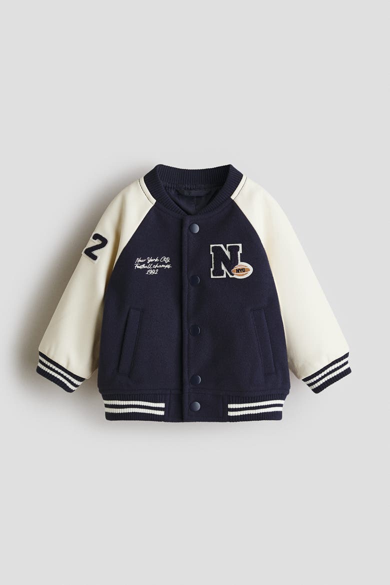 Baseball Jacket, Main, color, Navy blue/New York City