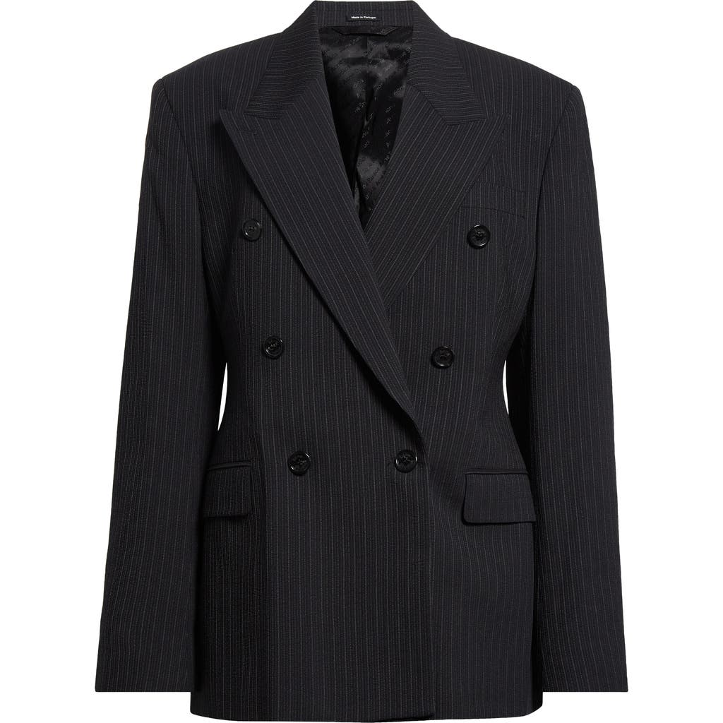 Acne Studios Juvel Double Breasted Stripe Jacquard Blazer In Black 900