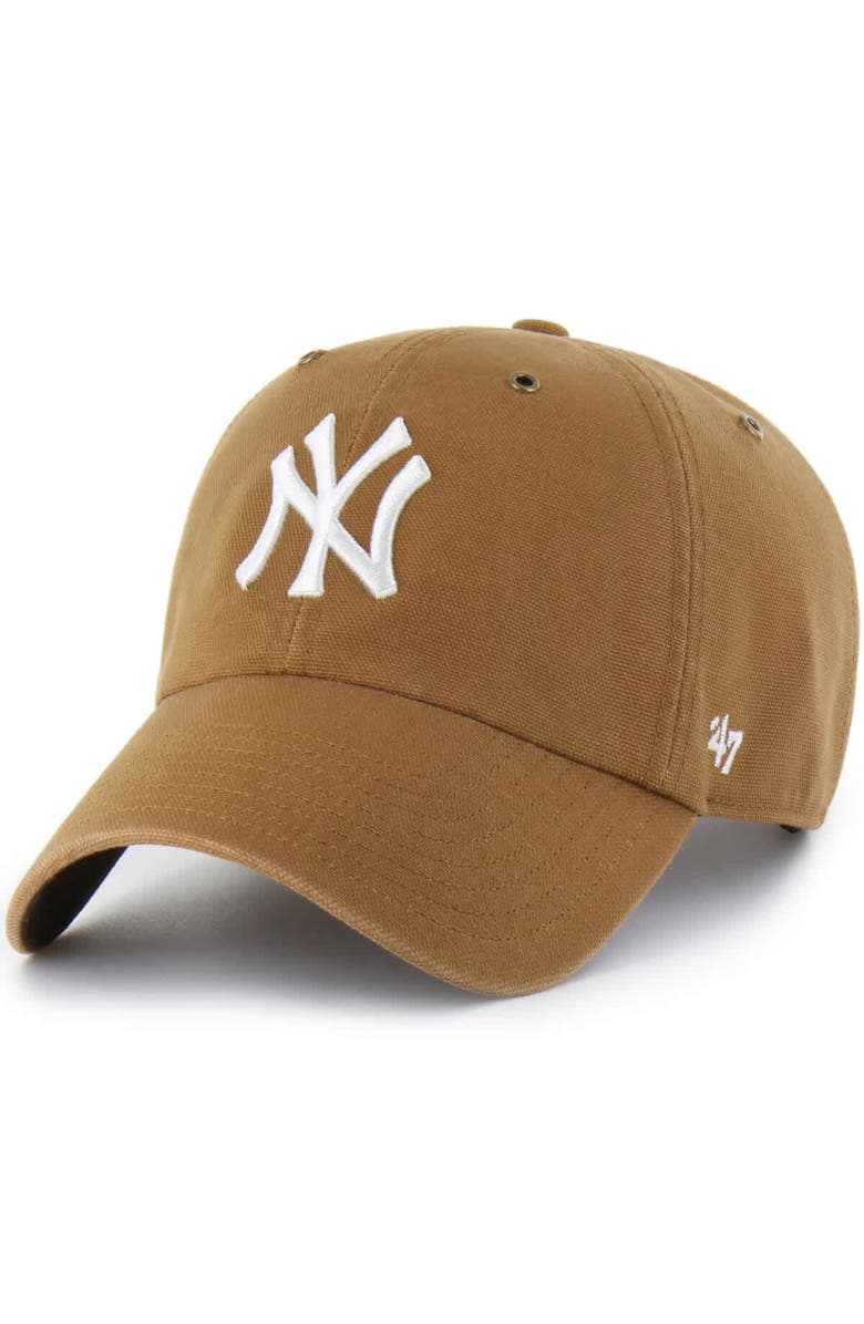 CARHARTT X 47 Men's Carhartt x '47  Brown New York Yankees Clean Up Adjustable Hat, Main, color, Brown