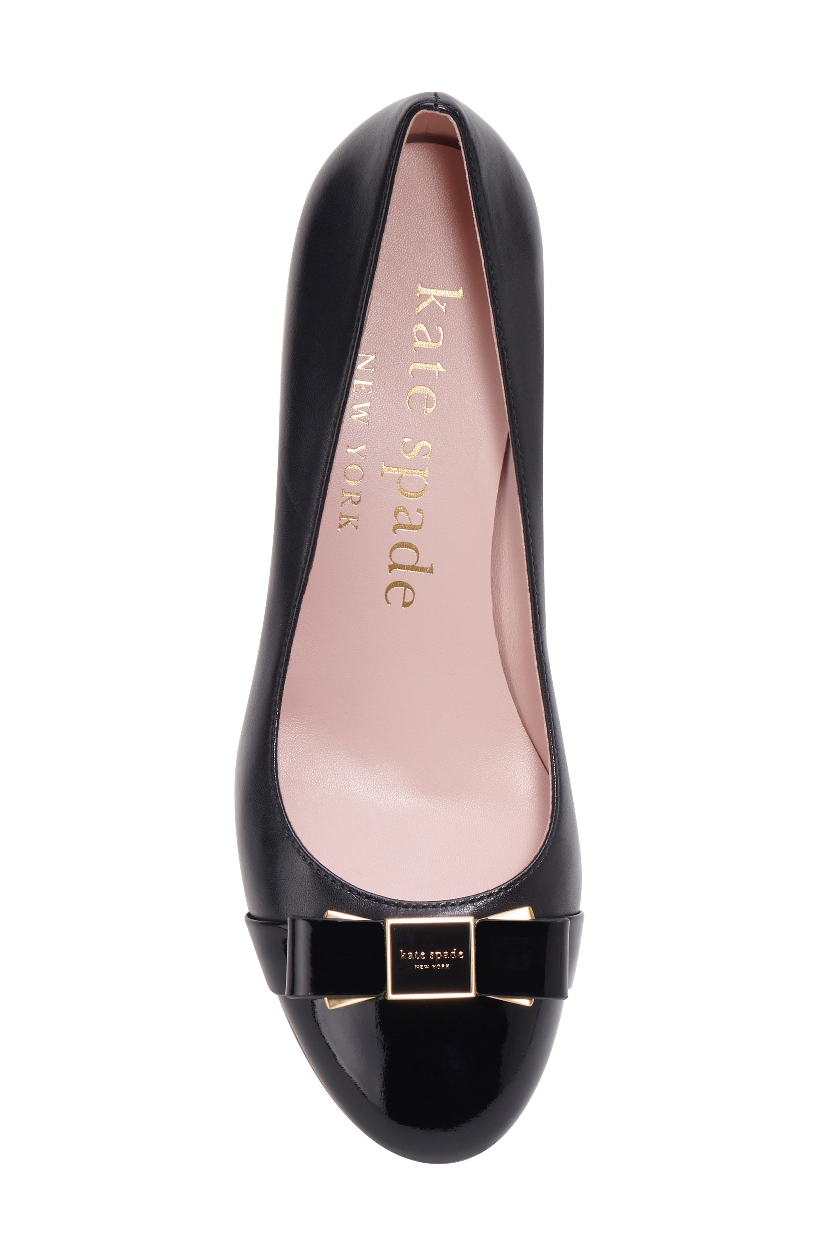 Kate Spade New York bowdie cap toe pump, Alternate, color, Black