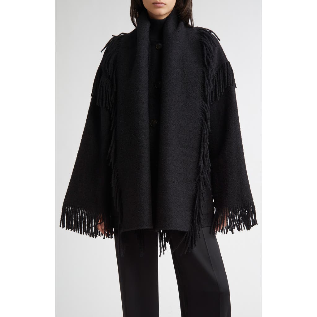 Totême Toteme Double Face Wool Blend Scarf Jacket In Black