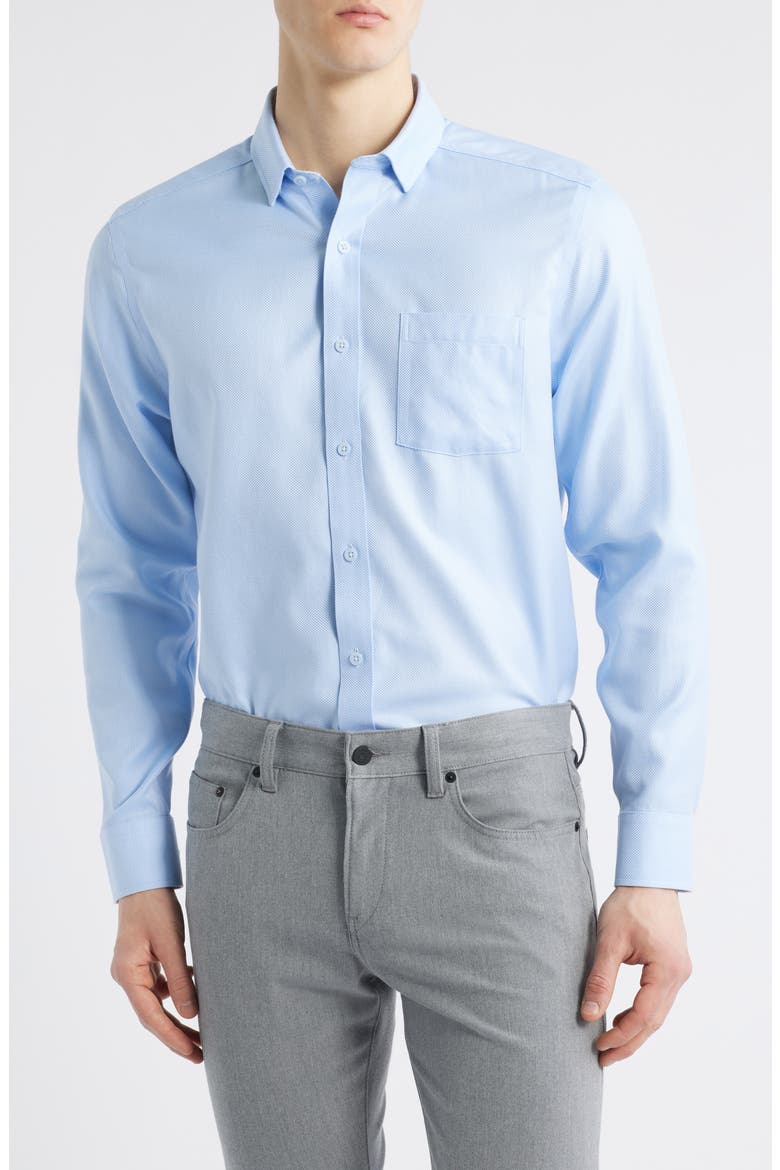 Non-Iron Cotton Dobby Dress Shirt, Main, color, BLUE
