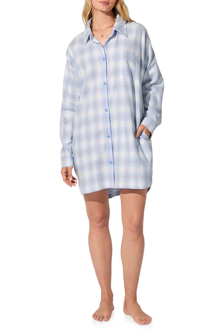 Long Sleeve Organic Cotton Sleep Shirt, Main, color, MOUNTAIN PLAID