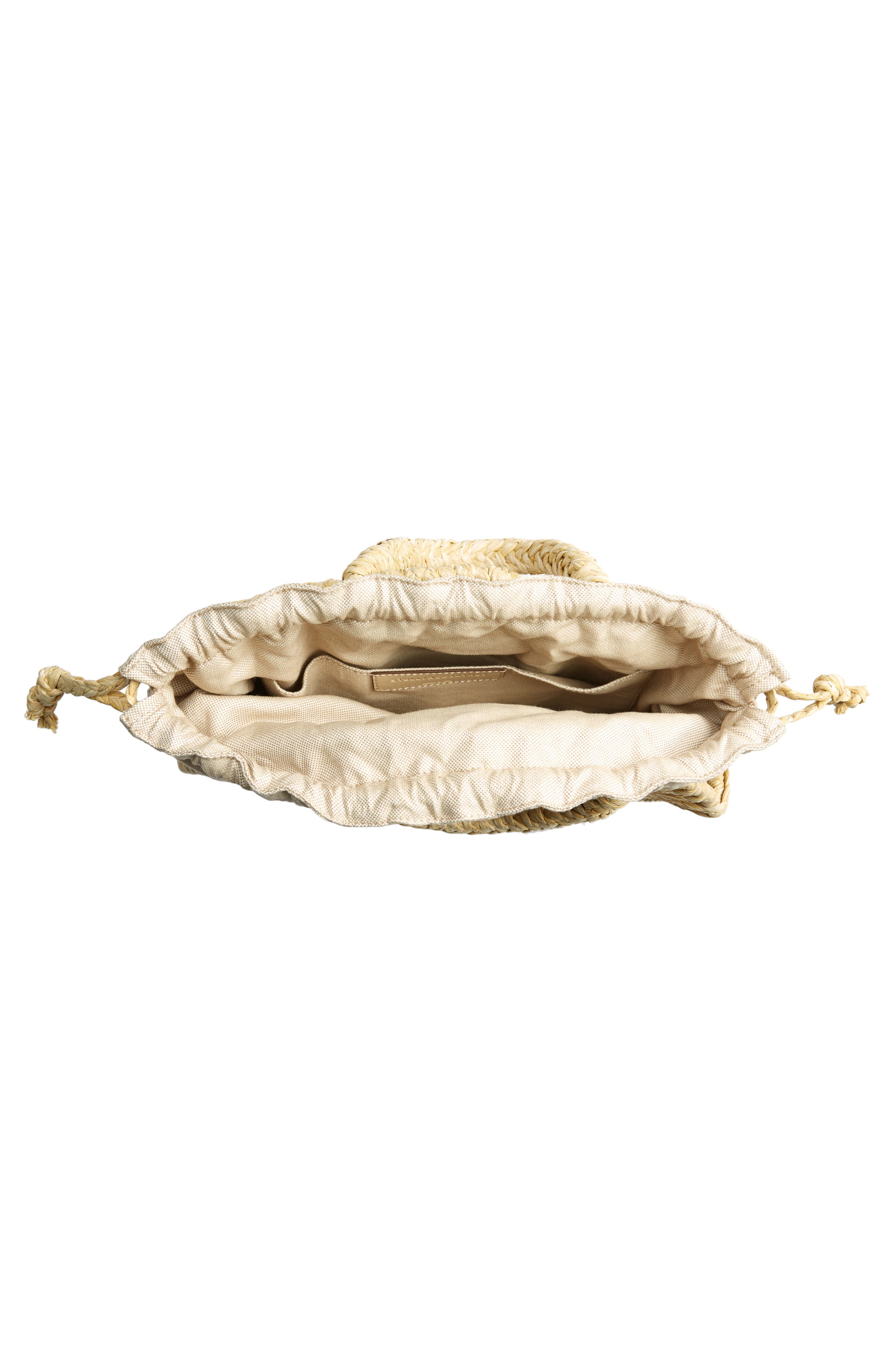 Stella McCartney Logo Woven Raffia Circle Bag, Alternate, color, 