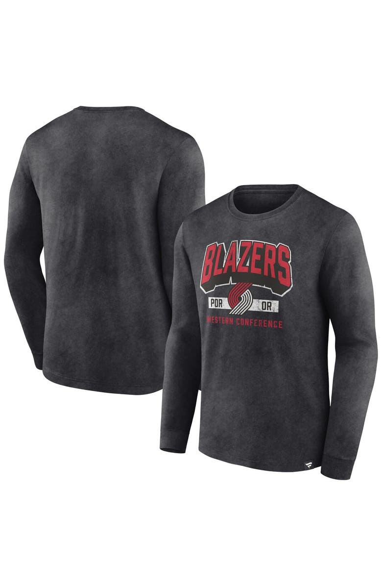 FANATICS Men's Fanatics Branded Heather Charcoal Portland Trail Blazers Front Court Press Snow Wash Long Sleeve T-Shirt, Main, color, Heather Charcoal