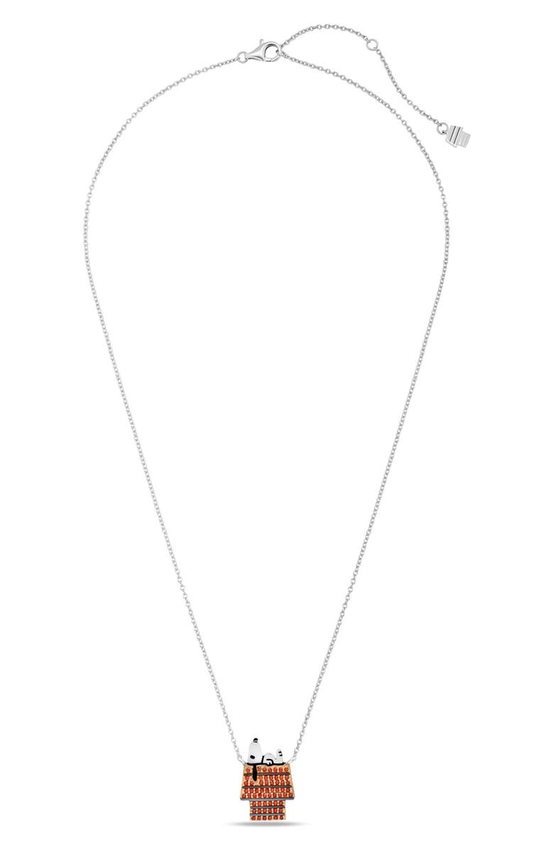 Crislu x Peanuts<sup>®</sup> Snoopy Doghouse Pavé Pendant Necklace, Alternate, color, Pure Platinum / Clear Stone