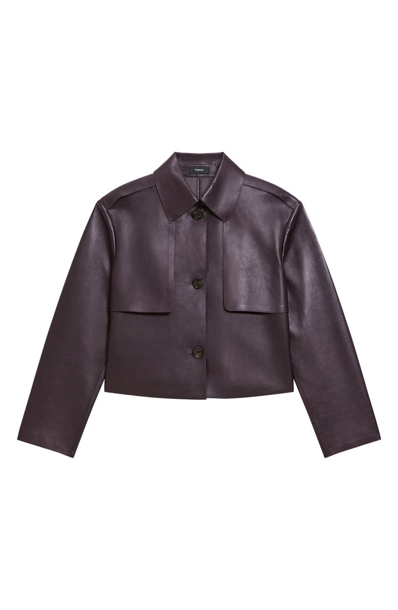 Theory Crop Leather Jacket, Alternate, color, Cacao - Daj