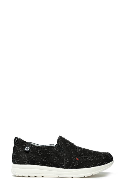 Minnetonka Expanse Slip-on Sneaker In Black Distressed Denim