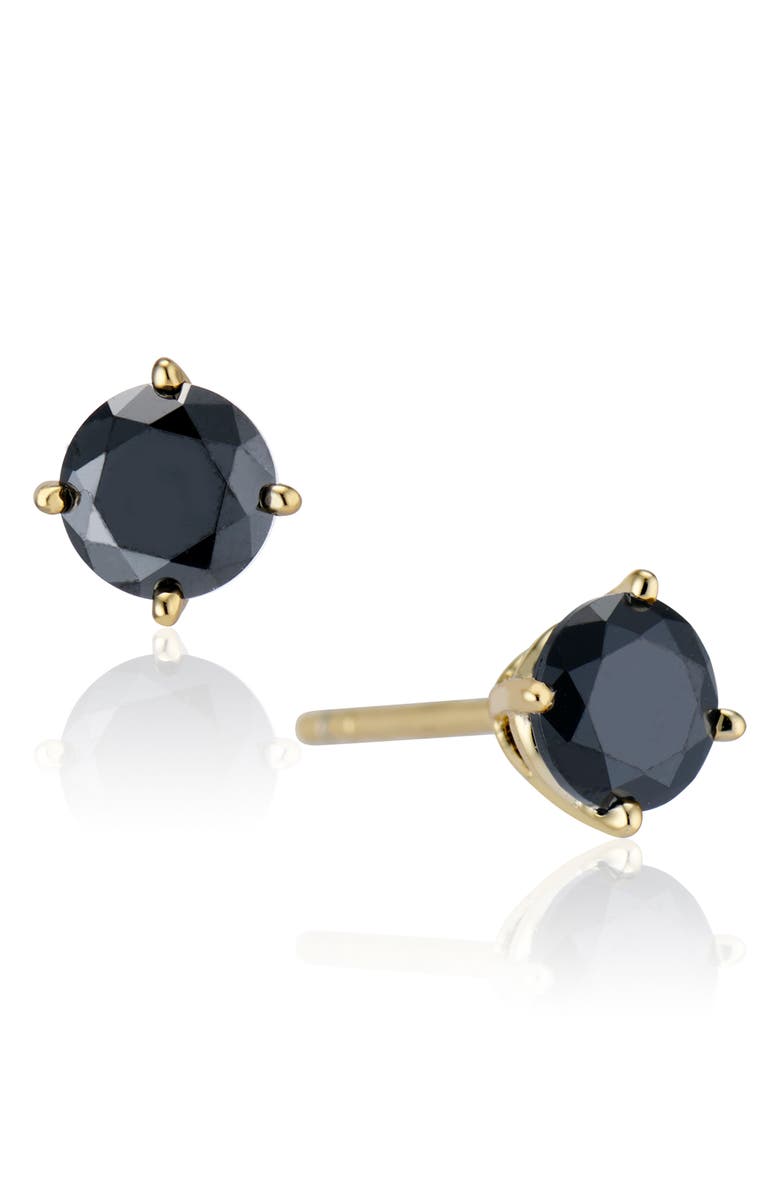 House of Frosted 14K Gold Plated Black Spinel Stud Earrings, Main, color, Gold