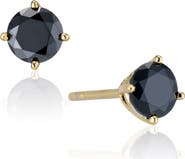 House of Frosted 14K Gold Plated Black Spinel Stud Earrings