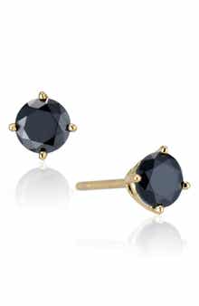 House of Frosted 14K Gold Plated Black Spinel Stud Earrings