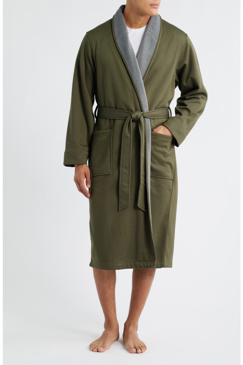 Essential Fleece Lined Robe, Main, color, OLIVE NIGHT