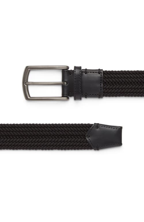 Zegna Black Elastic Rayon Braided Belt In Black