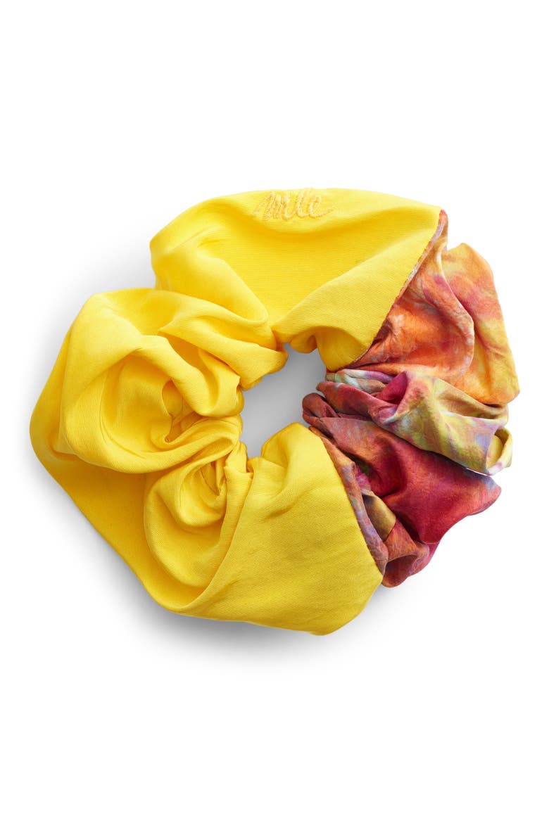 Paradise Colorblock Silk Scrunchie, Main, color, TIE-DYE