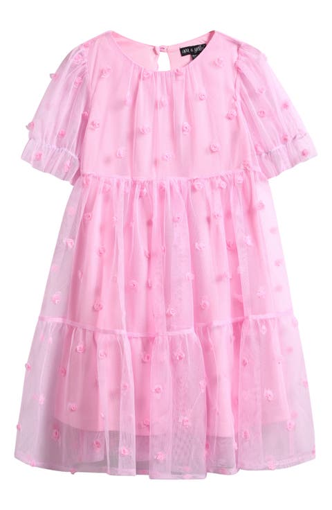Kids' Rosette Tiered Mesh Party Dress (Toddler, Little Kid & Big Kid)