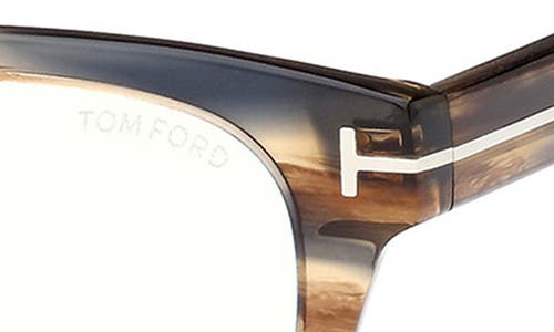 Tom Ford 52mm Square Blue Light Blocking Optical Glasses In Tobacco Brown Palladium