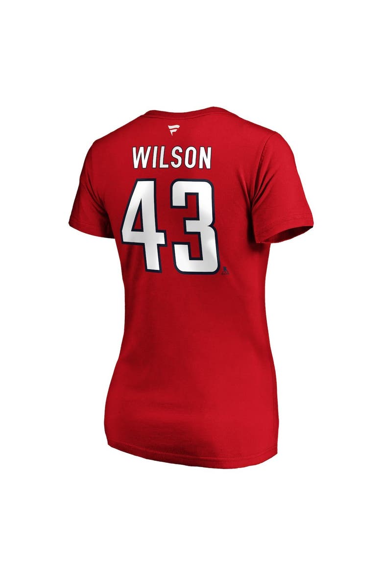 Women's Fanatics Branded Tom Wilson Red Washington Capitals Authentic Stack Name and Number V-Neck T-Shirt, Alternate, color, RED