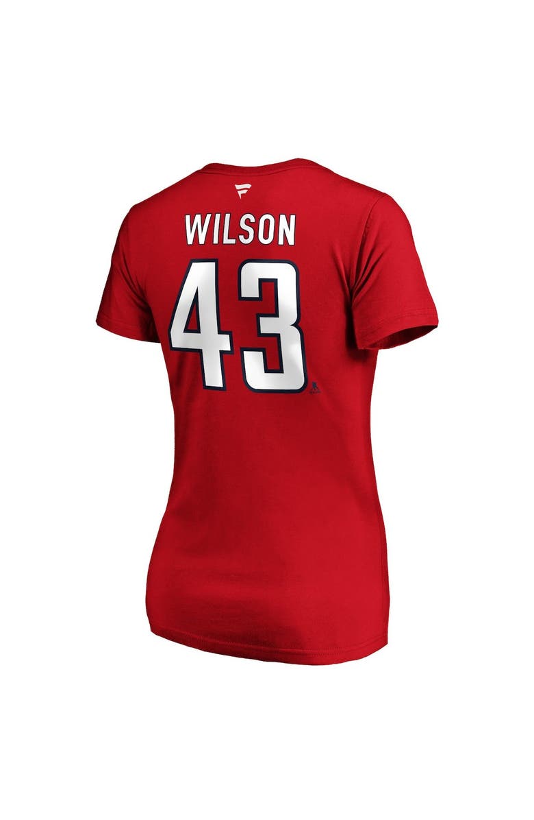 FANATICS Women's Fanatics Branded Tom Wilson Red Washington Capitals Authentic Stack Name and Number V-Neck T-Shirt, Alternate, color, Red