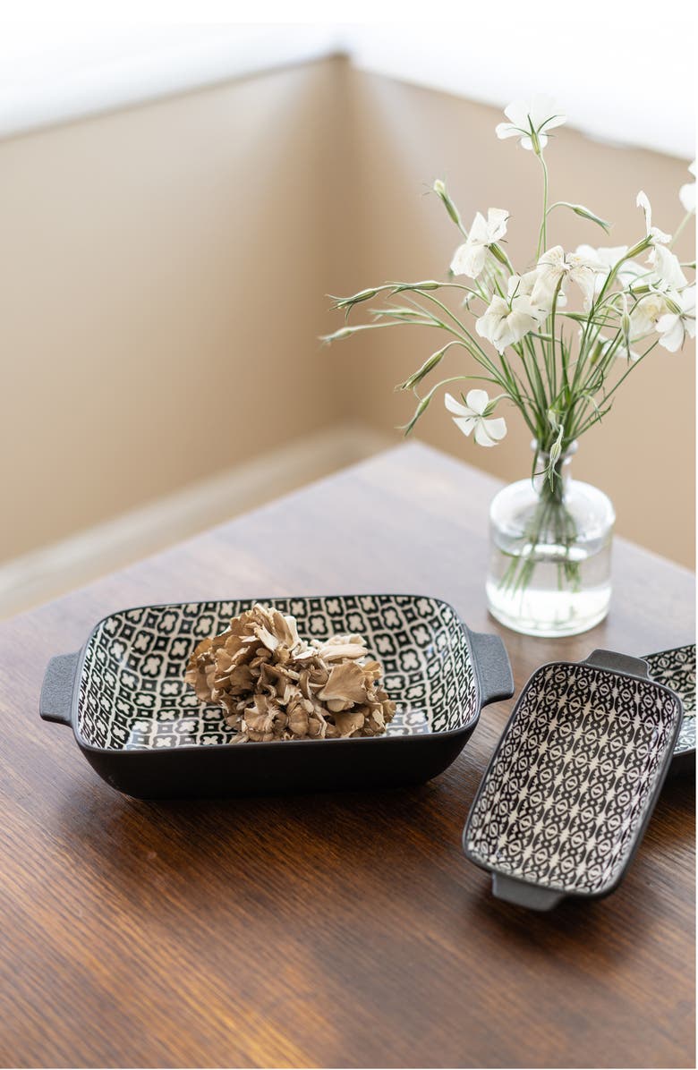 BIA Cordon Bleu Set of 2 Black Sand Geo Rectangular Baking Dishes, Alternate, color, 