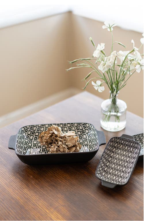 Bia Cordon Bleu Set Of 2 Black Sand Geo Rectangular Baking Dishes In Black