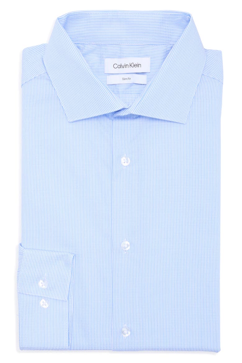 Slim Fit Stripe Dress Shirt, Alternate, color, CLASSIC BLUE