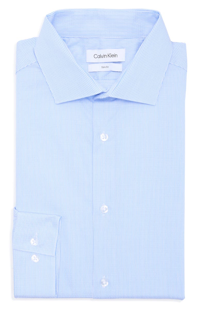 Calvin Klein Slim Fit Stripe Dress Shirt, Alternate, color, Classic Blue