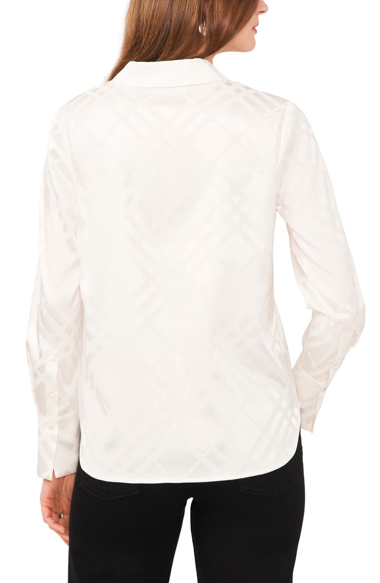 Vince Camuto Tonal Plaid Stretch Satin Button-Up Shirt, Alternate, color, 