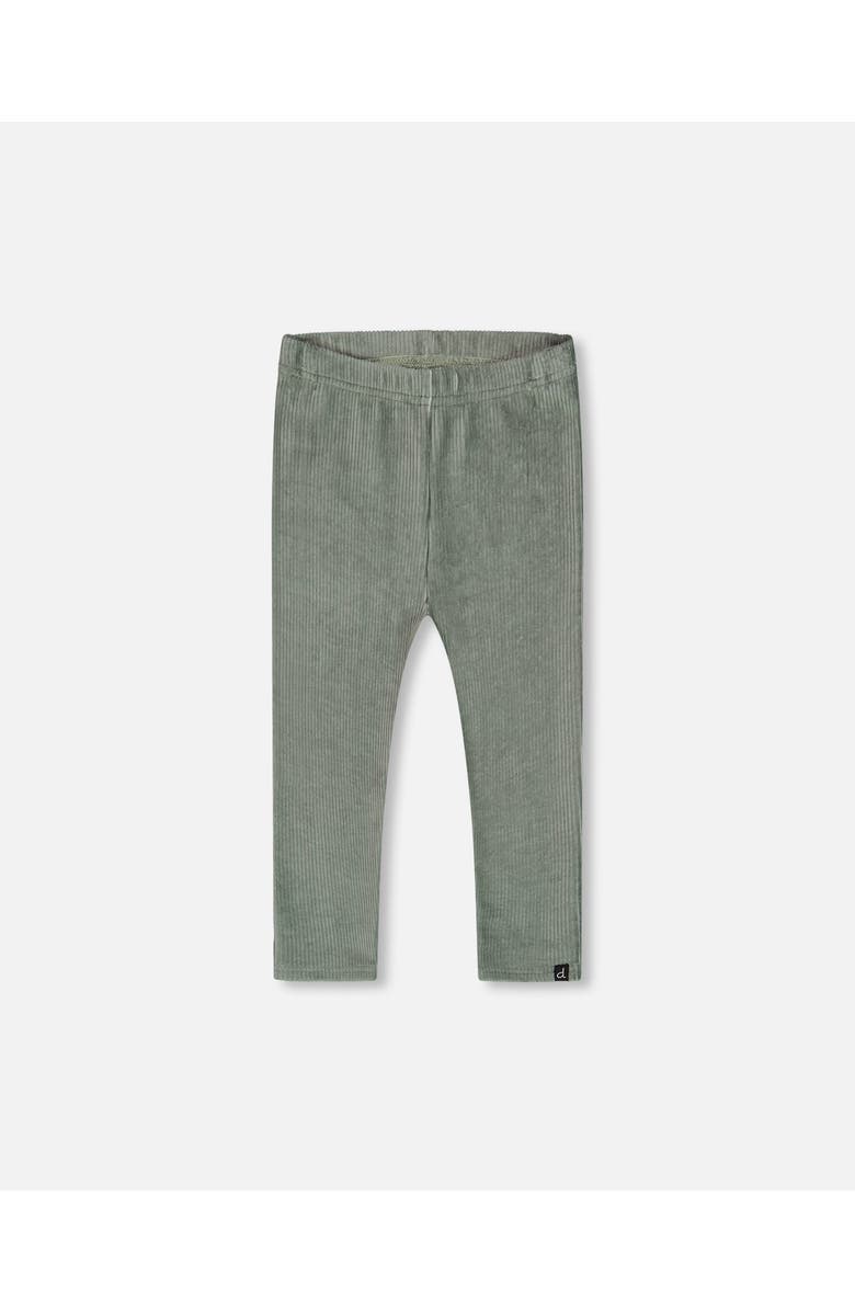 Deux par Deux Little Girl's Velvet Stretch Leggings Sage Green, Main, color, 