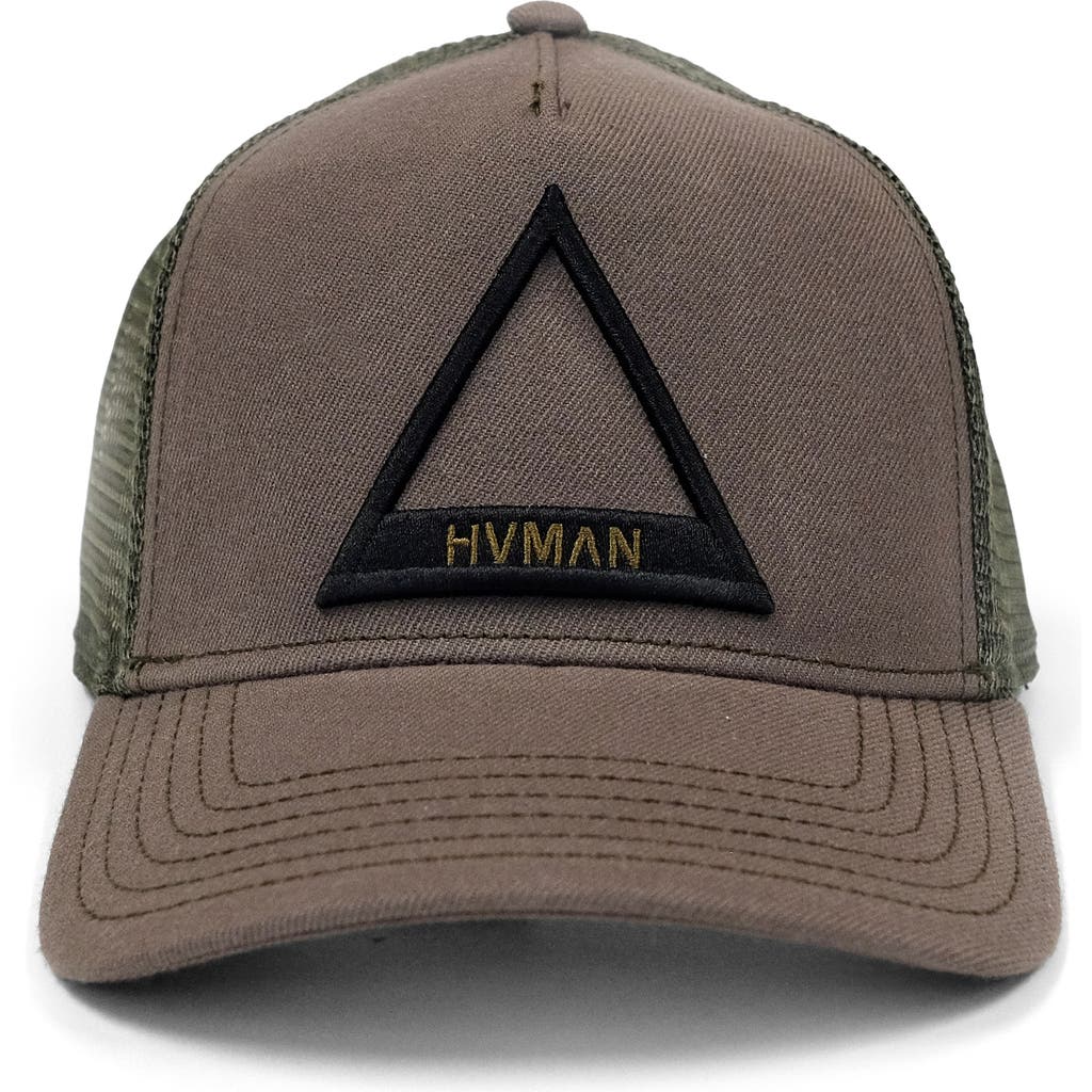 Hvman Triangle Logo Mesh Trucker Hat In Sage