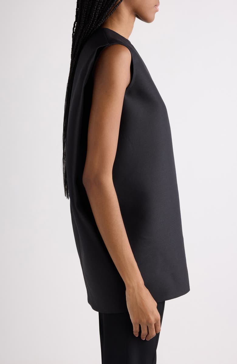 Balenciaga Wool & Silk Crepe Cocoon Minidress, Alternate, color, Nero