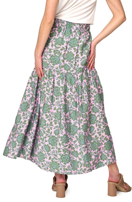 Gibsonlook Playa Floral Tiered High Waist Maxi Skirt In Rose Garden