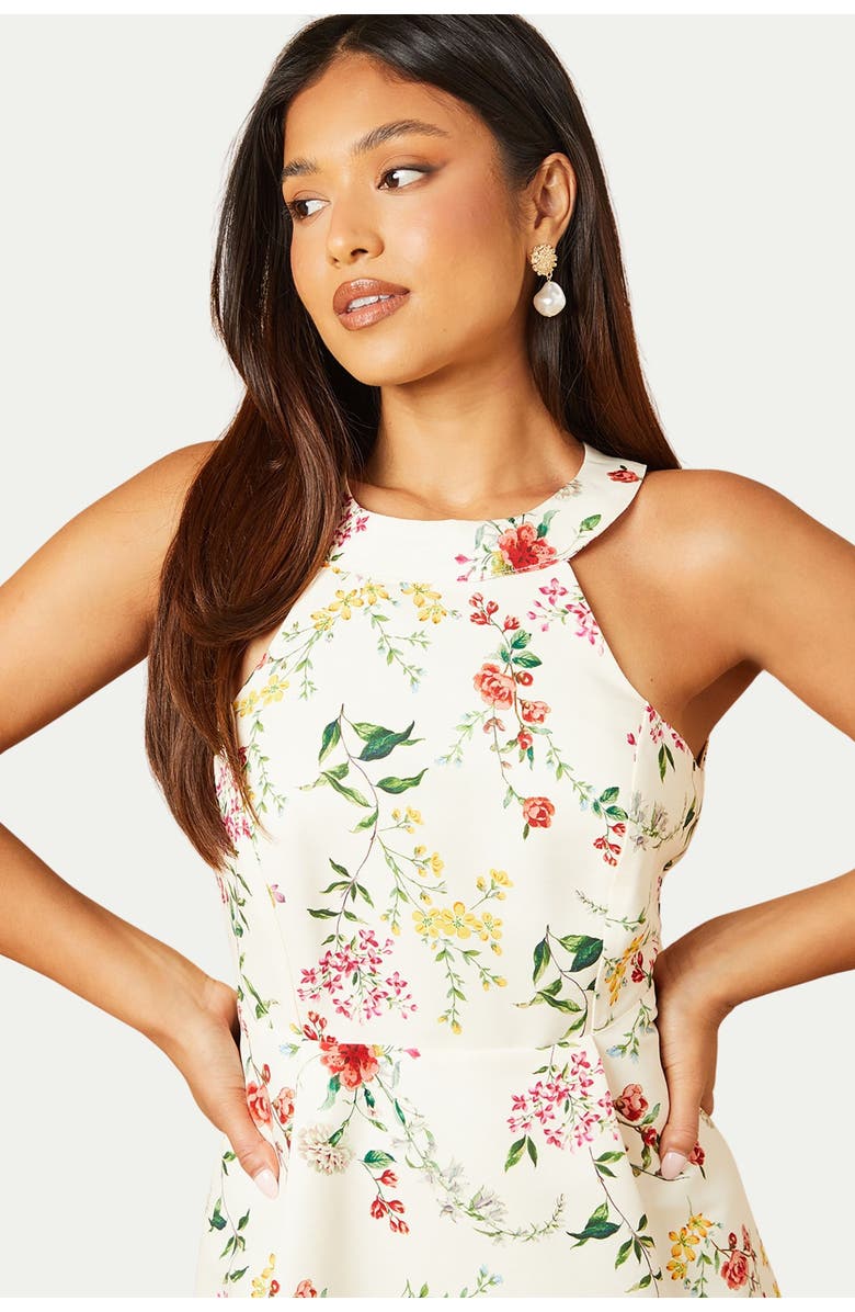 Oasis Petite Ottoman Twill Halter Midi Dress, Alternate, color, Ivory