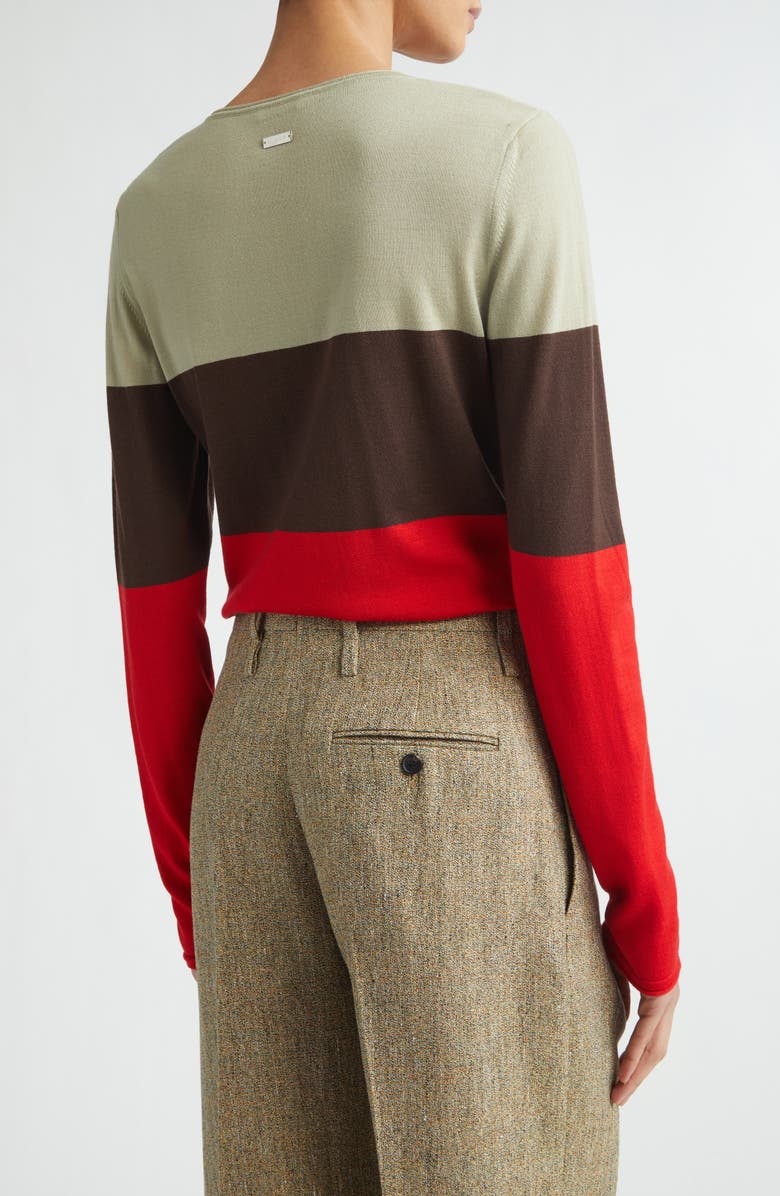 FERRAGAMO Colorblock Virgin Wool Sweater, Alternate, color, Red/ Exp/ Bur