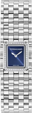 FERRAGAMO Mancette Diamond Bracelet Watch, 18.5mm x 21.5mm